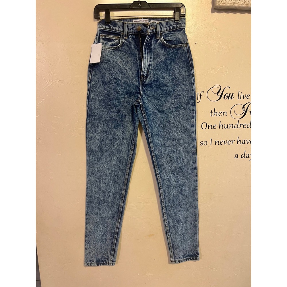 American Apparel Womens High-Waist‎ Skinny Jean Acid Wash Blue Denim Size 26 NWT